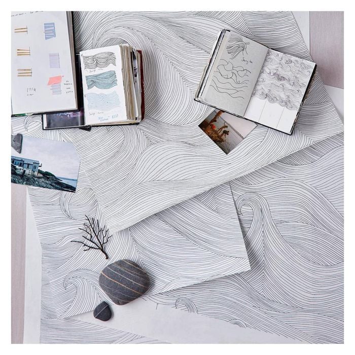 Wallpaper Trader Seascape - Roll, Blue on grey
