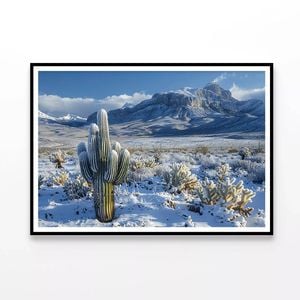 Cactus, Sky and Mountain  Print 100% Australian Made 120x90cm  (Poster)