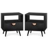 ALFORDSON Set of 2 Bedside Table 1 Drawer Black