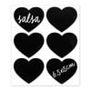Set of 6 Chalkboard Labels for Glass Jars - Heart - 6.5cm x 5cm