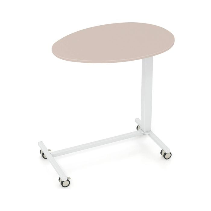 Costway Mobile Standing Desk C-shaped Beside Table W/lockable Casters - Pink