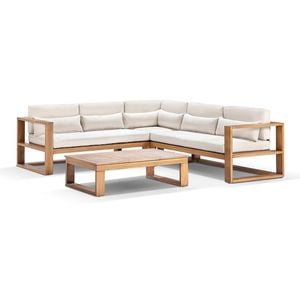 Santorini Package A Outdoor Aluminium Corner Modular Lounge In Teak Look Finish