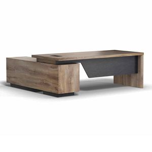 Modern Furniture BALDER Executive Desk with Right Return - Warm Oak & Black