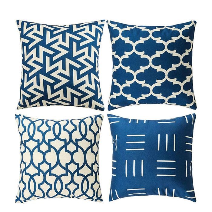 Catzon 4 Pcs Modern Throw Pillow Covers Geometric Flower Pattern for Couch