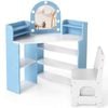 Costway Kid Corner Vanity Desk & Chair Set Makeup Dressing Table
