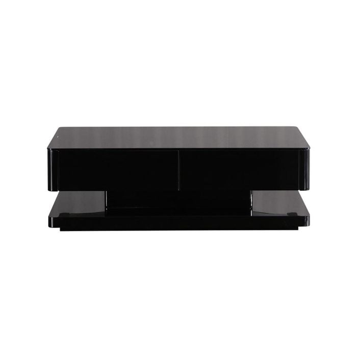 Stylish Coffee Table High Gloss Finish in Shiny Black Colour with 4 Drawers Storage