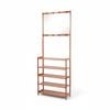 Bamboo 5-Tier Hat Coat Shoe Rack Entryway Bench Hanger Storage
