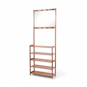 Bamboo 5-Tier Hat Coat Shoe Rack Entryway Bench Hanger Storage