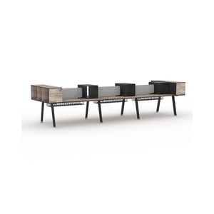 Modern Furniture ARTO 6 Person Workstation Double Sided 5.0M - Warm Oak & Black