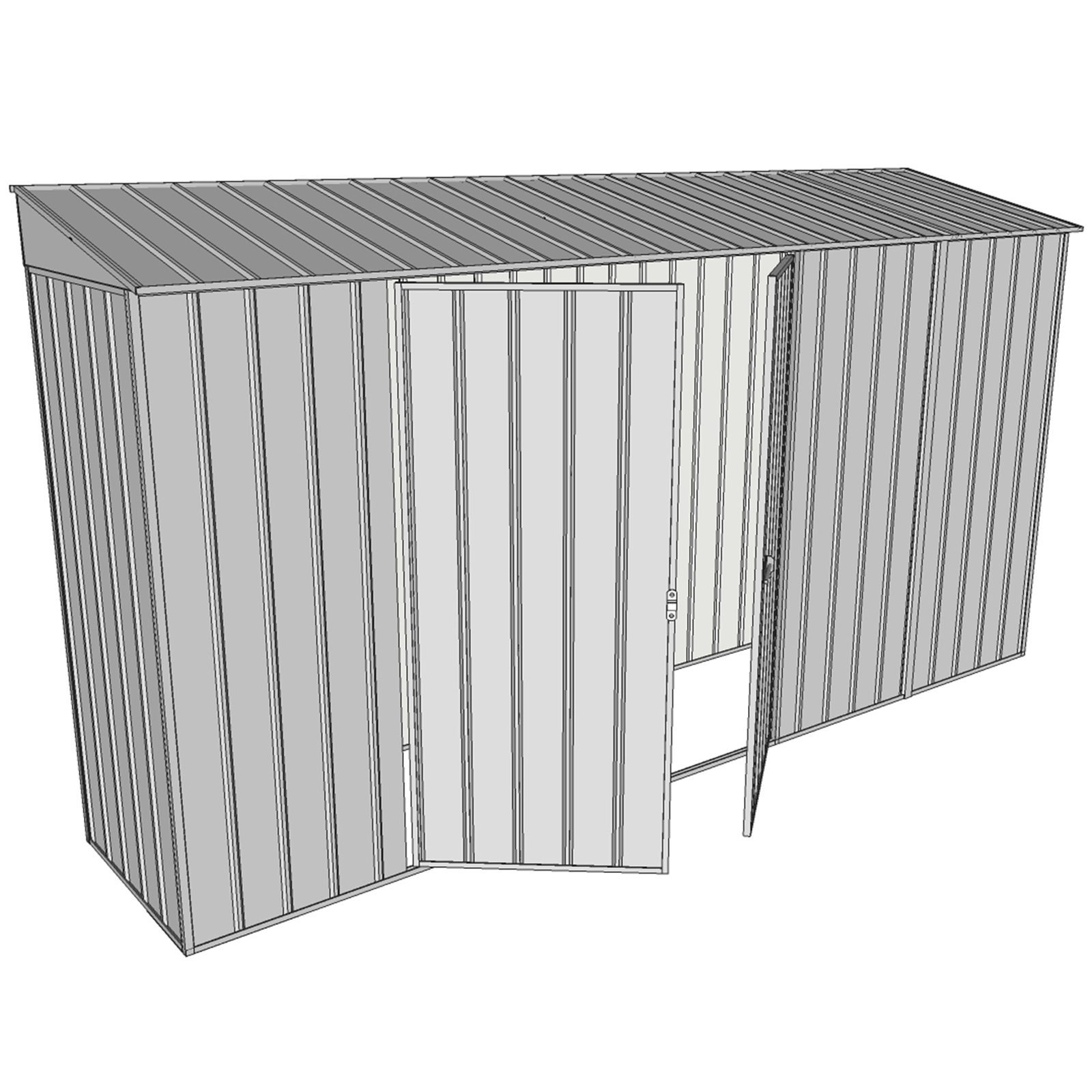 Build-a-Shed 0.8 x 3.7 x 2m Skillion Single Hinged Door Shed with Double Hinged Side Doors - Cream thumbnail 2