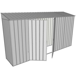 Build-a-Shed 0.8 x 3.7 x 2m Skillion Double Hinged Side Door Shed - Zinc