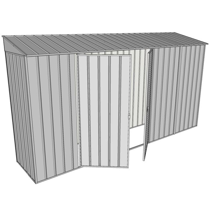 Build-a-Shed 0.8 x 3.7 x 2m Skillion Double Hinged Side Door Shed - Zinc