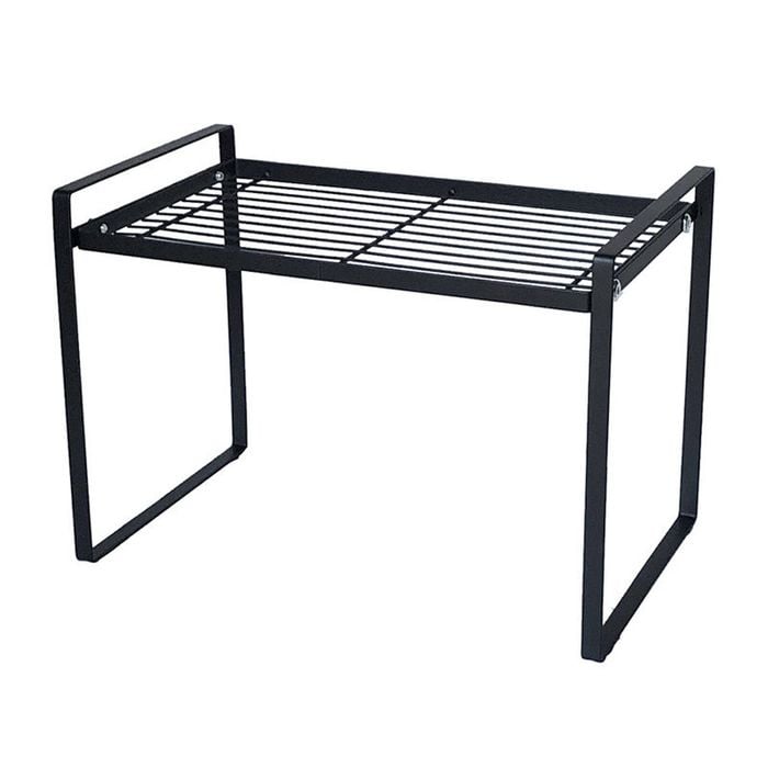 Catzon Counter Shelf Heighten Rust Resistant Non Slip for Pantry Kitchen-Black(L)