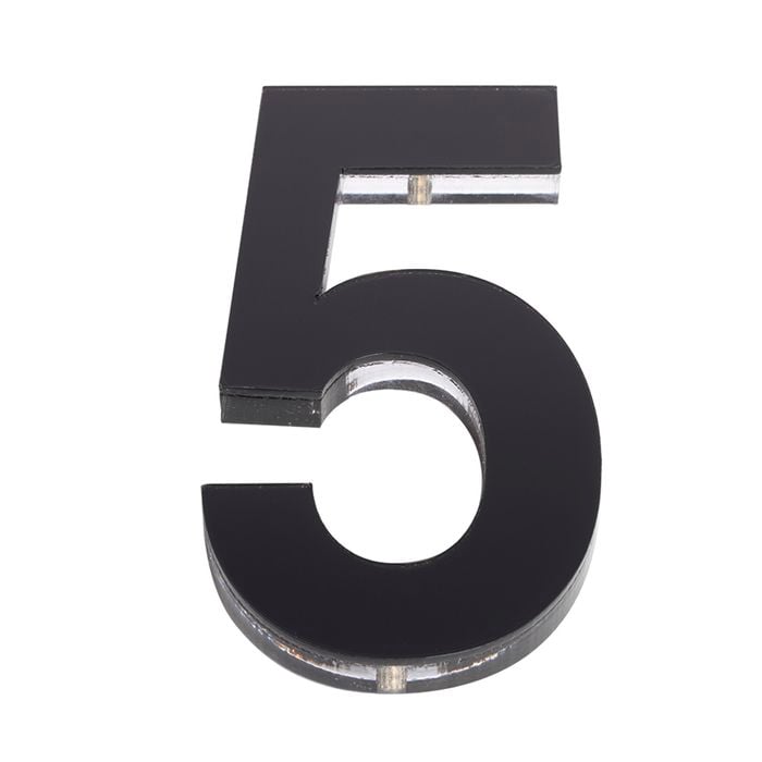Sandleford 120mm Black Acrylic House Number 5