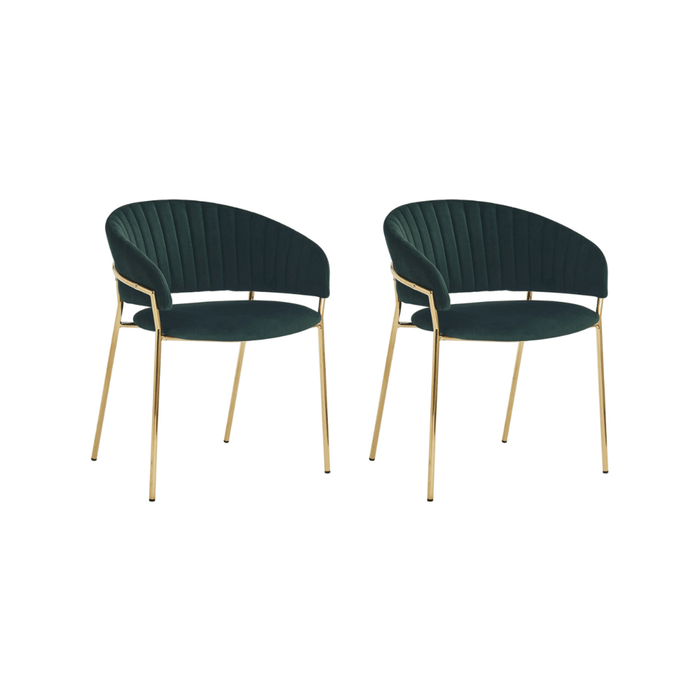 HomeStar Set of 2 Lex Velvet Fabric Dining Chair Gold Frame - Green
