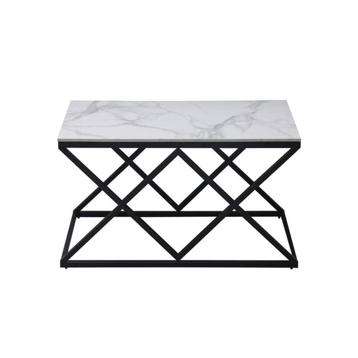 Elegant Collections Black Marble Top Beverly Coffee Table