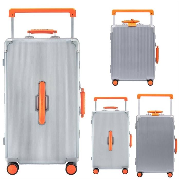 AIRWAY Aluminum Frame Luggage Family Set – 4-Piece Durable Travel Suitcase Collection Silver