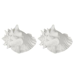2PK Belle Polyresin Sandy Sea Snail Sculpture 21x19cm - White