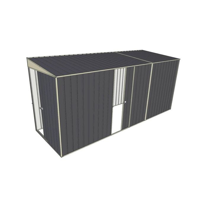 Build-a-Shed 1.5 x 4.5 x 2m Sliding Door Tunnel Shed with Sliding Side Door - Grey