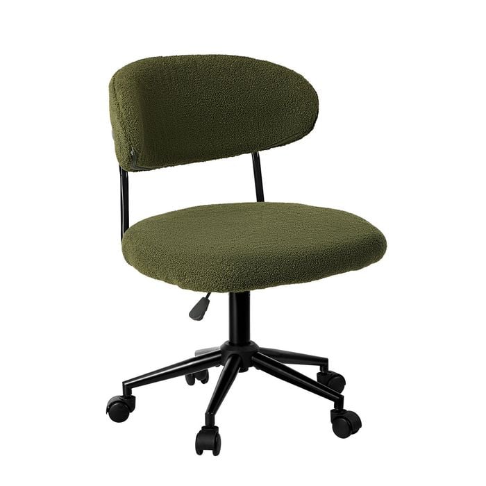 Oikiture Armless Office Chair Mid Back Wide Seat Swivel Home Desk Chair Green