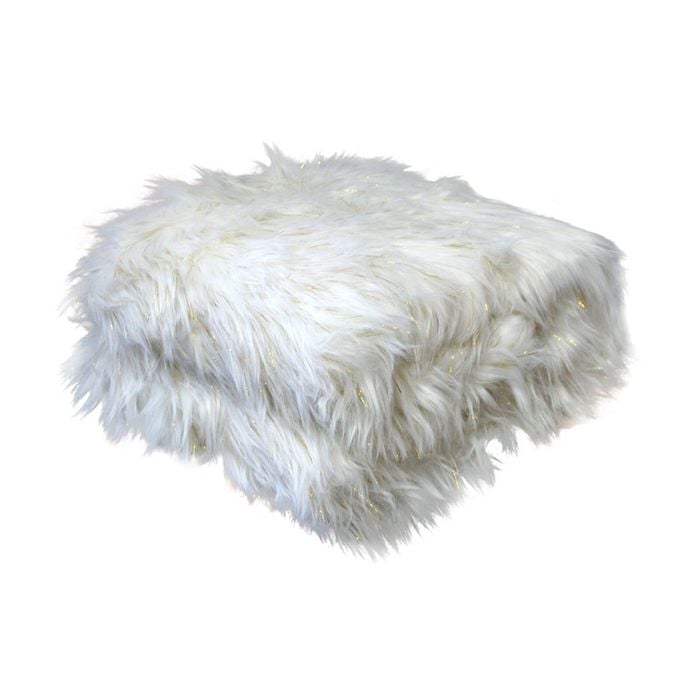 Camille Gold White Faux Fur Throw Rug 127 X 152 Cm