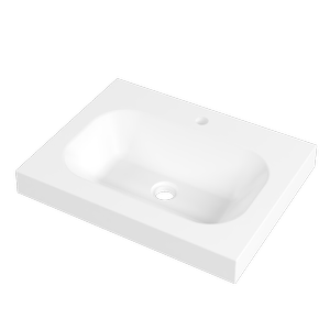 Timberline 600mm White Gloss 1TH Stadium Wall Basin Centre Bowl
