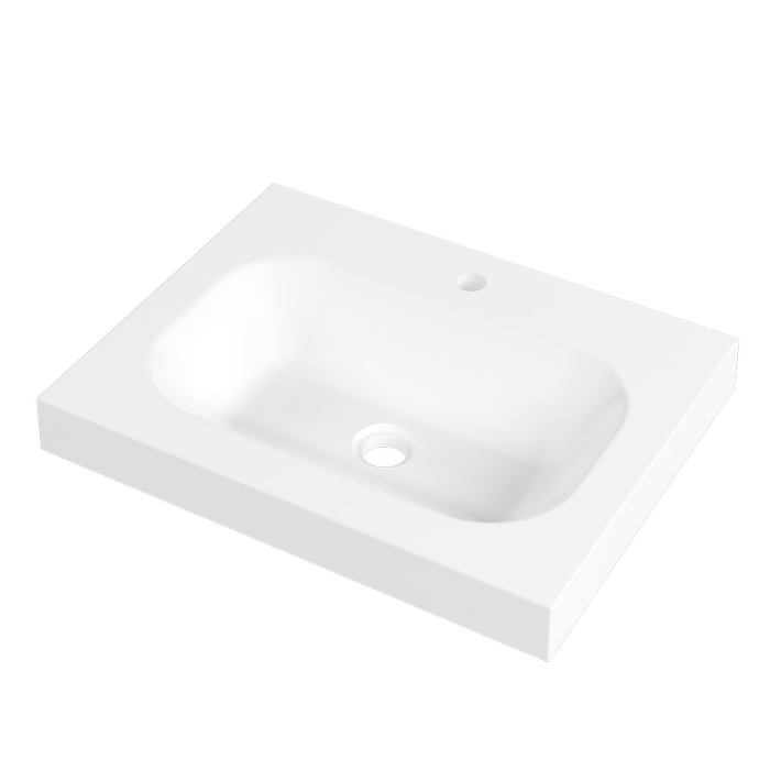 Timberline 600mm White Gloss 1TH Stadium Wall Basin Centre Bowl