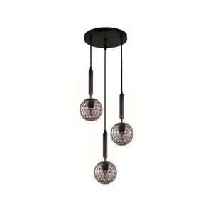 CLA Lighting TRATTINO2 Interior Black Smoke Spherical Glass Pendant Light- 3 lits Round