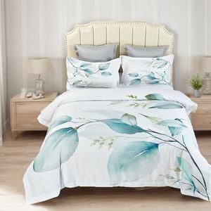 Fabric Fantastic King Size Angelis Leaves Quilt/Doona/Duvet Cover Set