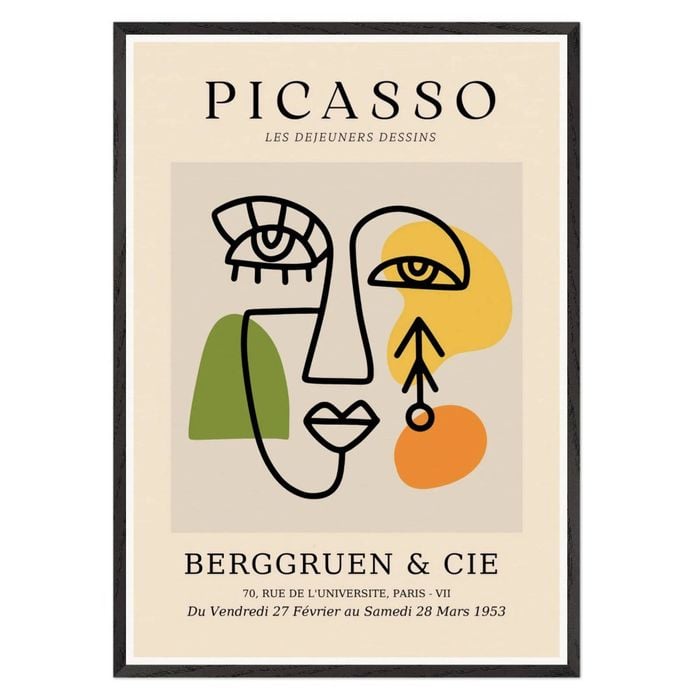Galrie Stunning Picasso Les Dejeuners Dessins Abstract Art Poster for Home Decor, Black Frame, A1 60 x 84cm (23 x 33inch)