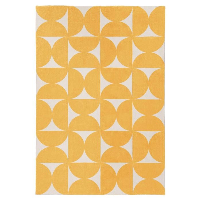 Loopsie-180cm X 120cm-zaki Yellow And Ivory Geometric Washable Rug