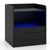 Costway Small Bedside Table Modern Nightstand W/light Strip End Table Black