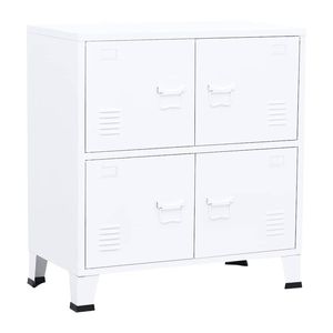 vidaXL Industrial Storage Chest White Metal Container Side Cabinet Sideboard