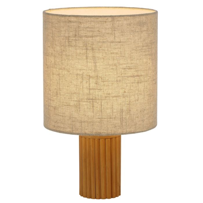 Telbix Inwood Contemporary Table Desk Lamp Light Wood Fabric Pine Cream Wood Tones