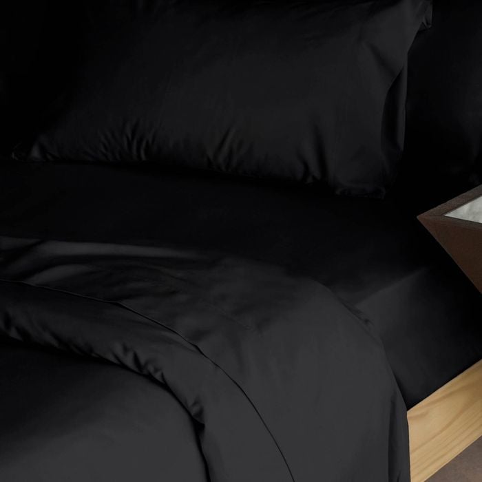 Bedding Co. Organic Bamboo Fitted Sheet 350TC Luxurious Black Super King