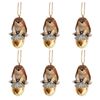 6PK Urban Hedgehogs on Acorn Hat Hanging Decoration 6cm Brown Assorted