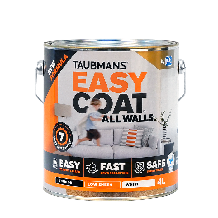 Taubmans 4L White Low Sheen Easycoat All Walls Paint 