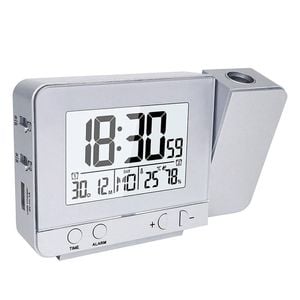 Catzon Projection Alarm Clock Dual Alarms With Snooze Function-silver