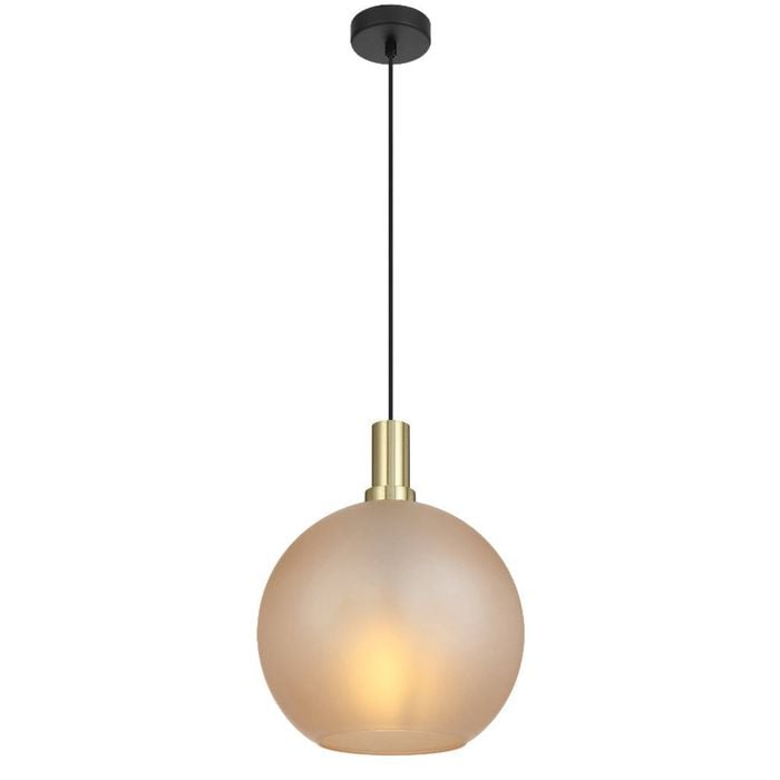 Telbix Patino Modern Pendant Hanging Lamp Light Glass Metal Amber Matte