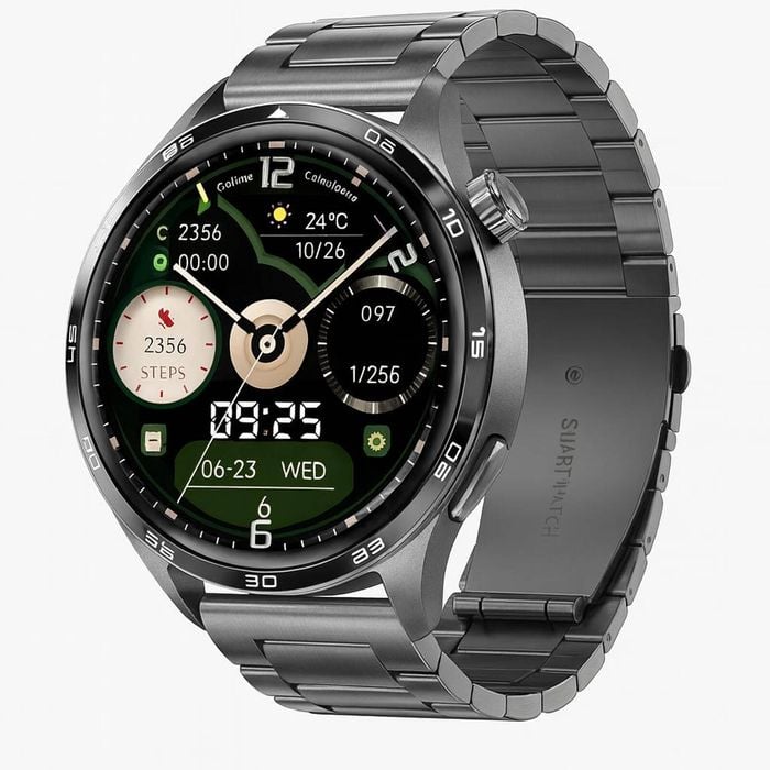 Smart Sports Watch –  Bluetooth Calling, NFC, AI Voice, Compass, Altimeter & Fitness Track Steel