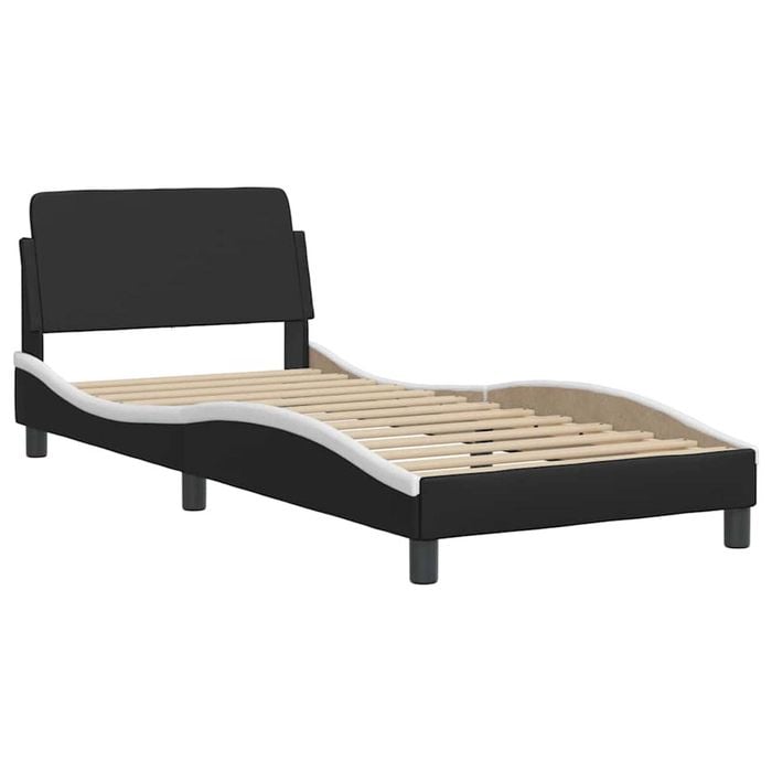 vidaXL Bed Frame "Dover" Bed Black and White 90x190 cm Faux Leather