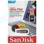 SanDisk USB Drive 3.0 Ultra Flair 64GB Flash Drive PC Memory Stick SDCZ73-064G