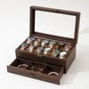 Catzon Watch Box Organizer Retro Wood Grain Watch Display Case With Glass Top-12slot2layer