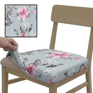 Anyseat Chair Cover Light Blue Pink Flower Print Stretch Seat Cover For Home Dinning Kitchen Washable Removable