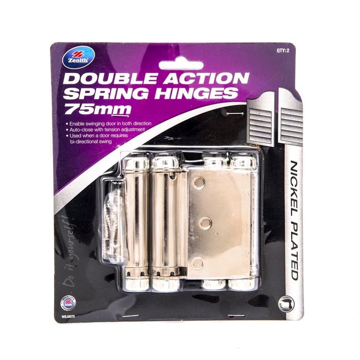 Zenith 75mm Nickel Plated Double Action Spring Hinge 2 Pack