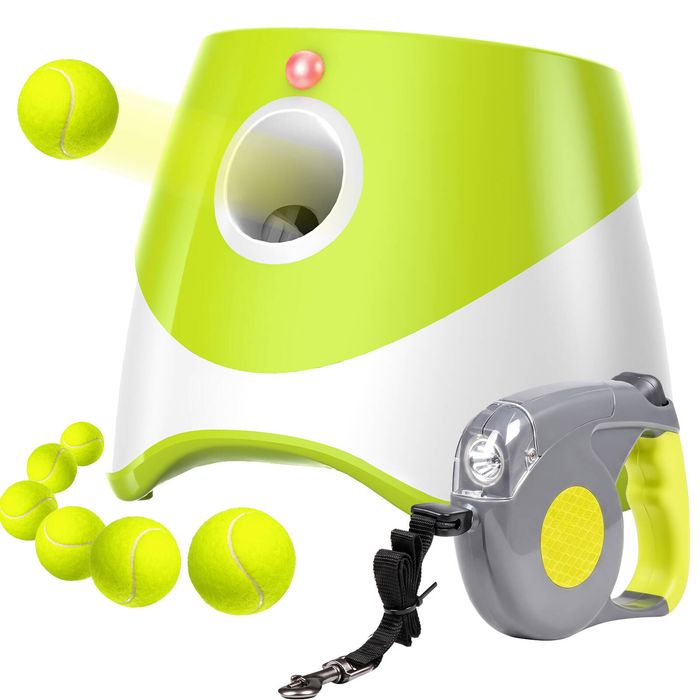 Advwin Automatic Dog Ball Launcher & Retractable Dog Leash Set