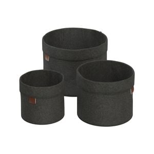 Flexi Storage Living Dark Grey Round Felt Baskets - Set Of 3