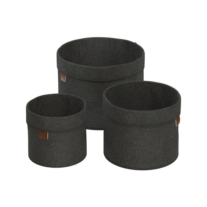 Flexi Storage Living Dark Grey Round Felt Baskets - Set Of 3