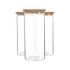Argon Tableware Glass Storage Jars with Cork Lids - 1.5 Litre - Pack of 3