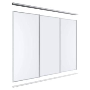 Lugna 2100 x 1801-2700mm Clear Anodised Melamine Wardrobe Triple Sliding Doors